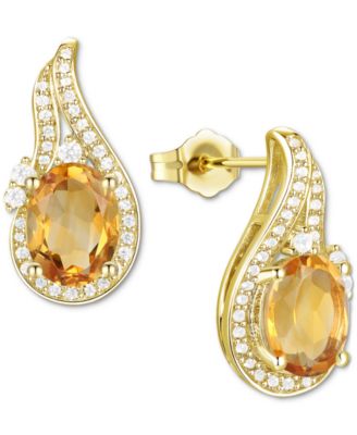 Amethyst (2-1/20 ct. t.w.) & Lab-Grown White Sapphire (3/8 ct. t.w.) Swirl Stud Earrings in 14k Gold-Plated Sterling Silver (Also in Additional Gemstones)