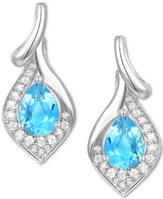 Amethyst (1-1/4 ct. t.w.) & Lab-Grown White Sapphire (1/4 ct. t.w.) Drop Earrings in 14k Gold-Plated Sterling Silver (Also in Blue Topaz & Lab-Grown Opal)