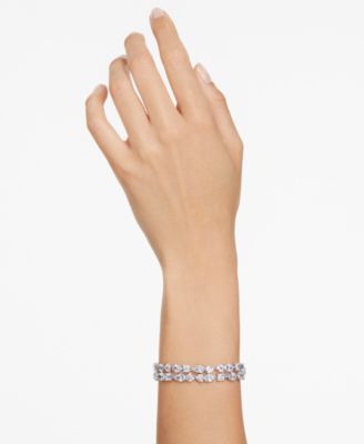 Rhodium-Plated Mixed Crystal Double-Row Flex Bracelet
