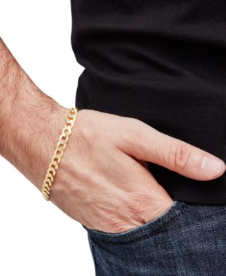 Men's Curb Link Chain Bracelet in 18k Gold-Plated Sterling Silver or Sterling Silver