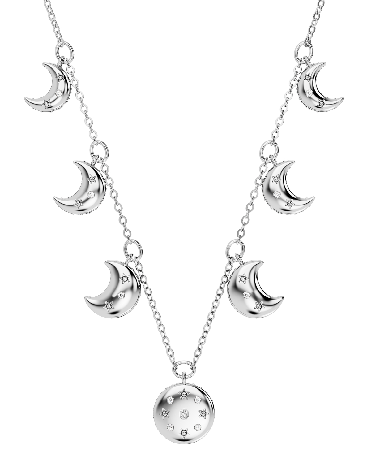 Swarovski Rhodium-Plated Mixed Crystal Moon Charm Statement Choker Necklace, 11-4/5