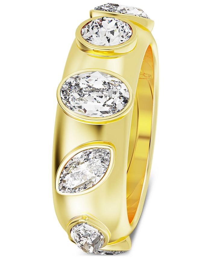 Swarovski Gold-Tone Mixed Crystal Statement Band Ring - Macy's