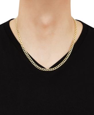 Concave Curb Link 20" Chain Necklace in 14k Gold-Plated Sterling Silver