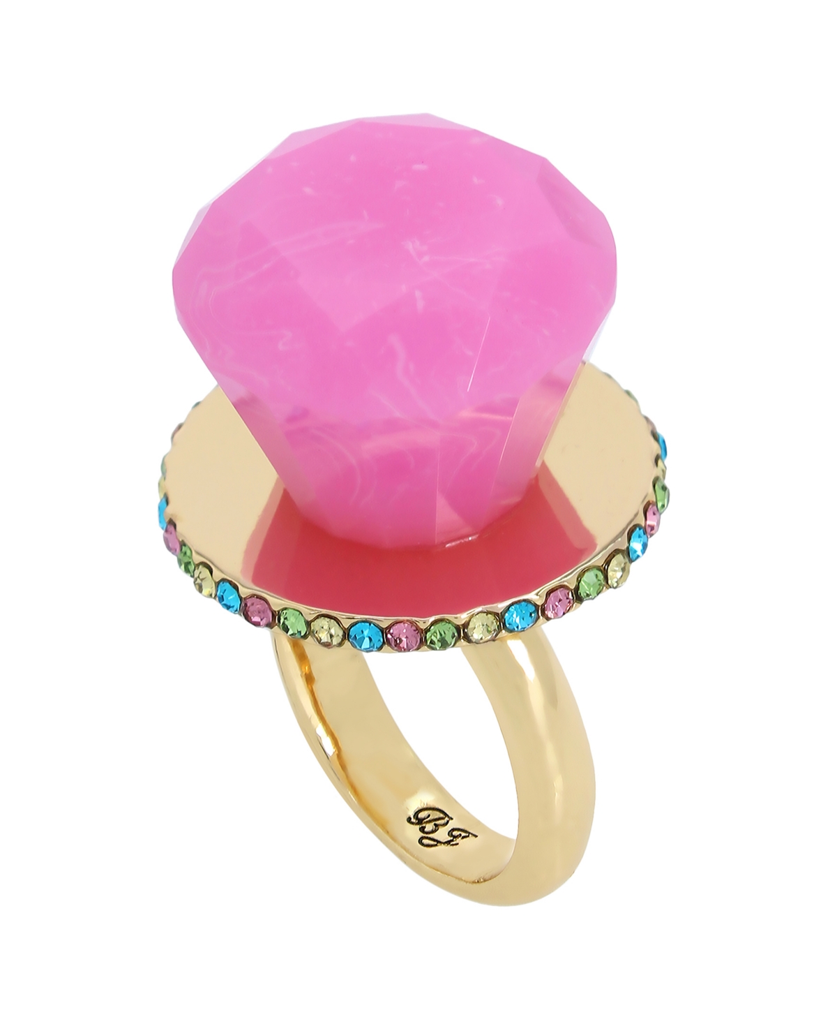 Betsey Johnson Faux Stone Ring Candy Cocktail Ring In Pink/gold