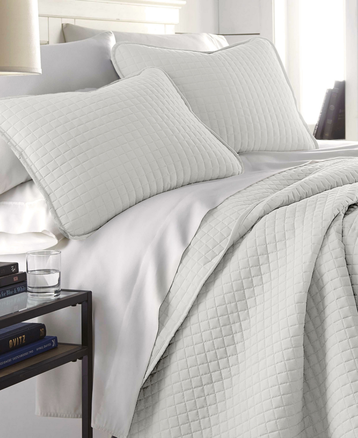 Southshore Fine Linens Oversized Lightweight Quilt And Sham Set, Twin In Light Grey