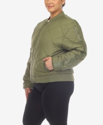 Plus Size Diamond Quilted Puffer Bomber Jacket