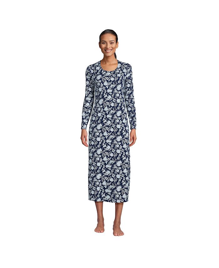 Lands' End Women's Cotton Long Sleeve Midcalf Nightgown Macy's
