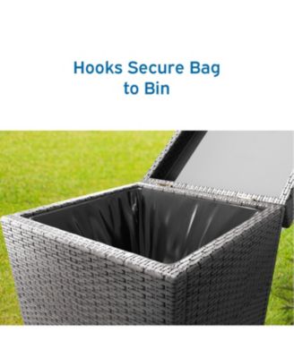 Outdoor Durable Wicker Trash Can with Lid - 30 Gallon