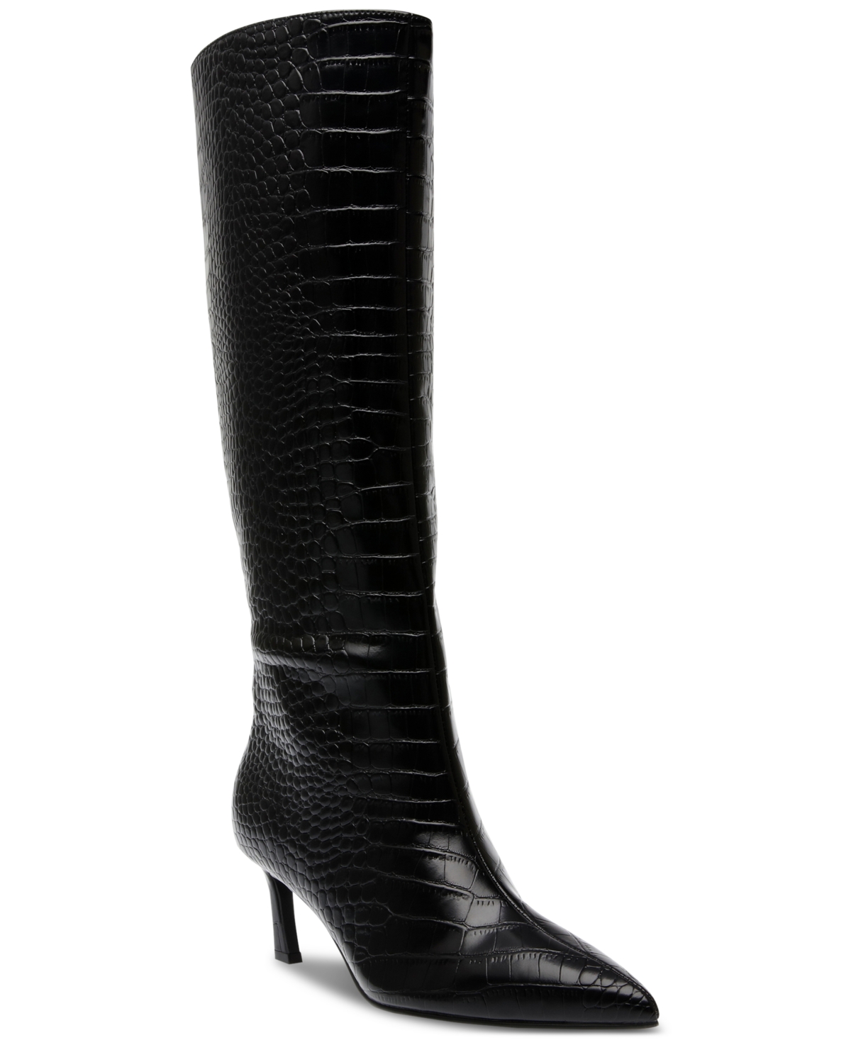Women's Lavan Kitten-Heel Dress Boots - Black Croco
