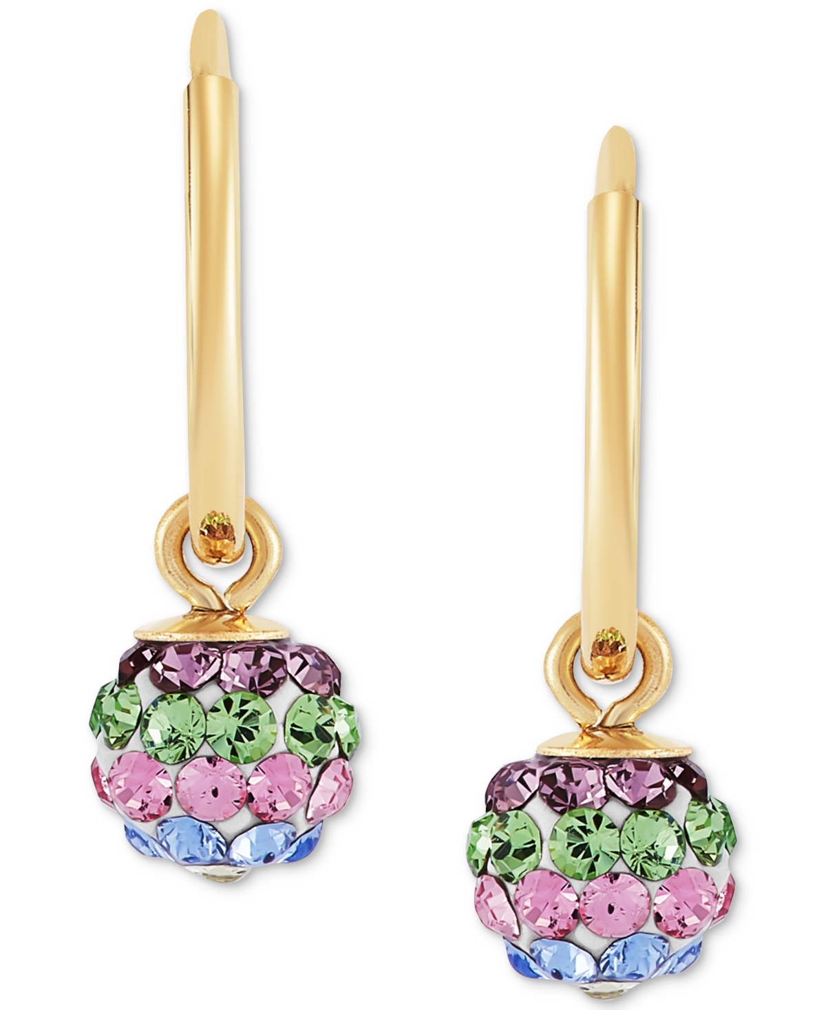 Children's 2-Pc Setcolor Crystal Reversible Stud & Dangle Hoop Earrings in 14k Gold-Plated Sterling Silver