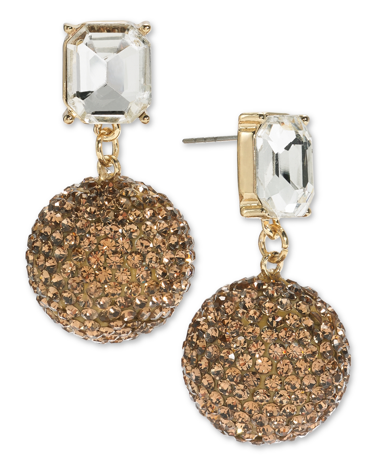 On 34th Pave Fireball Drop Earrings, Created For Macy's In Brown
