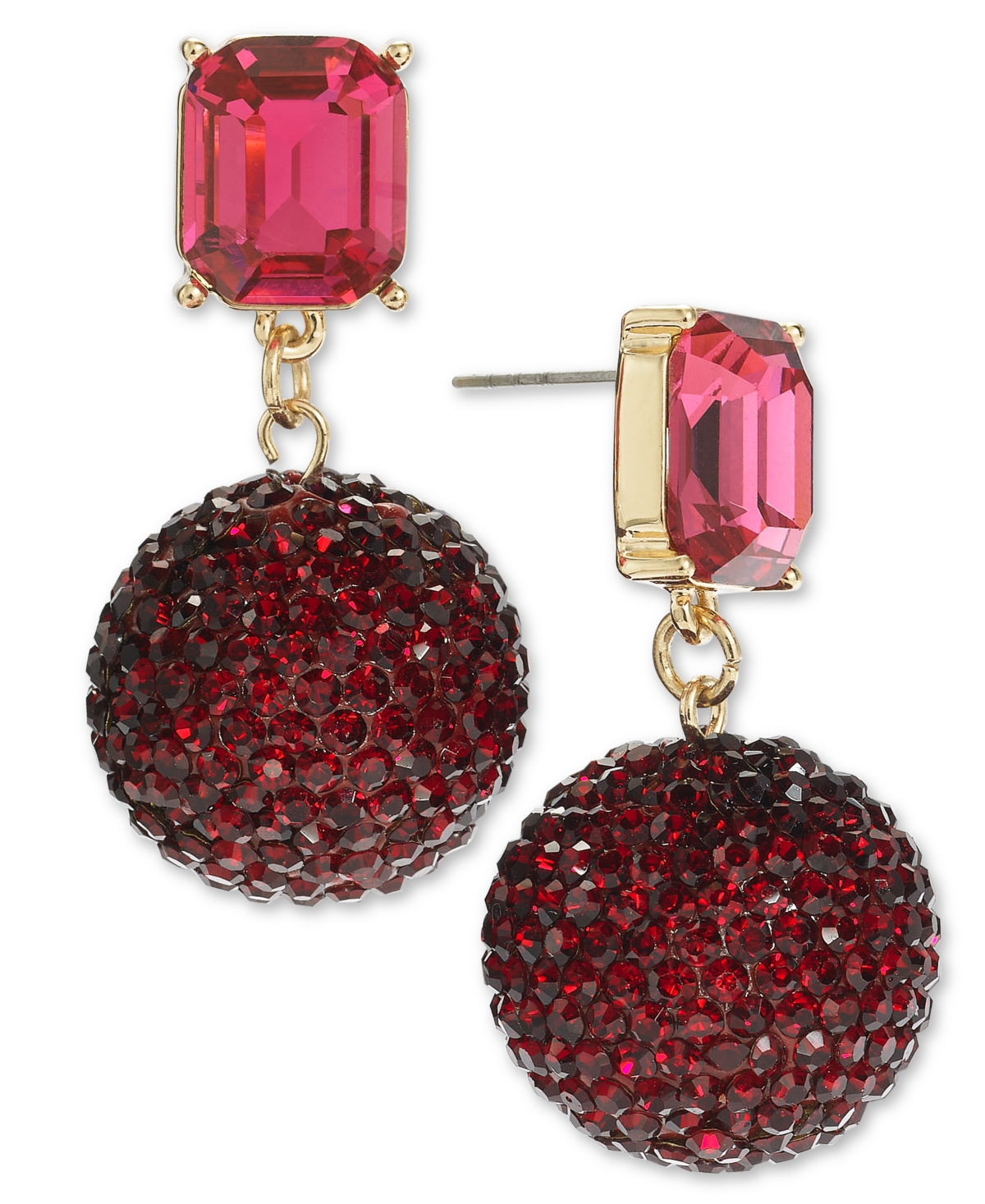 On 34th Pave Fireball Drop Earrings, Created For Macy's In Red