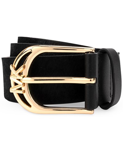 Lauren Ralph Lauren Concho-Detail Skinny Black Leather Belt - Macy's