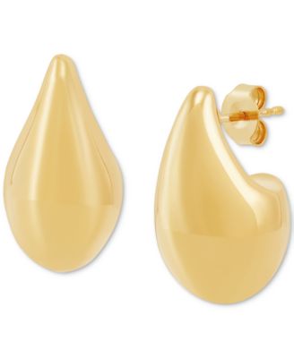 Polished Teardrop Sculptural Stud Earrings in 14k Gold, 22mm
