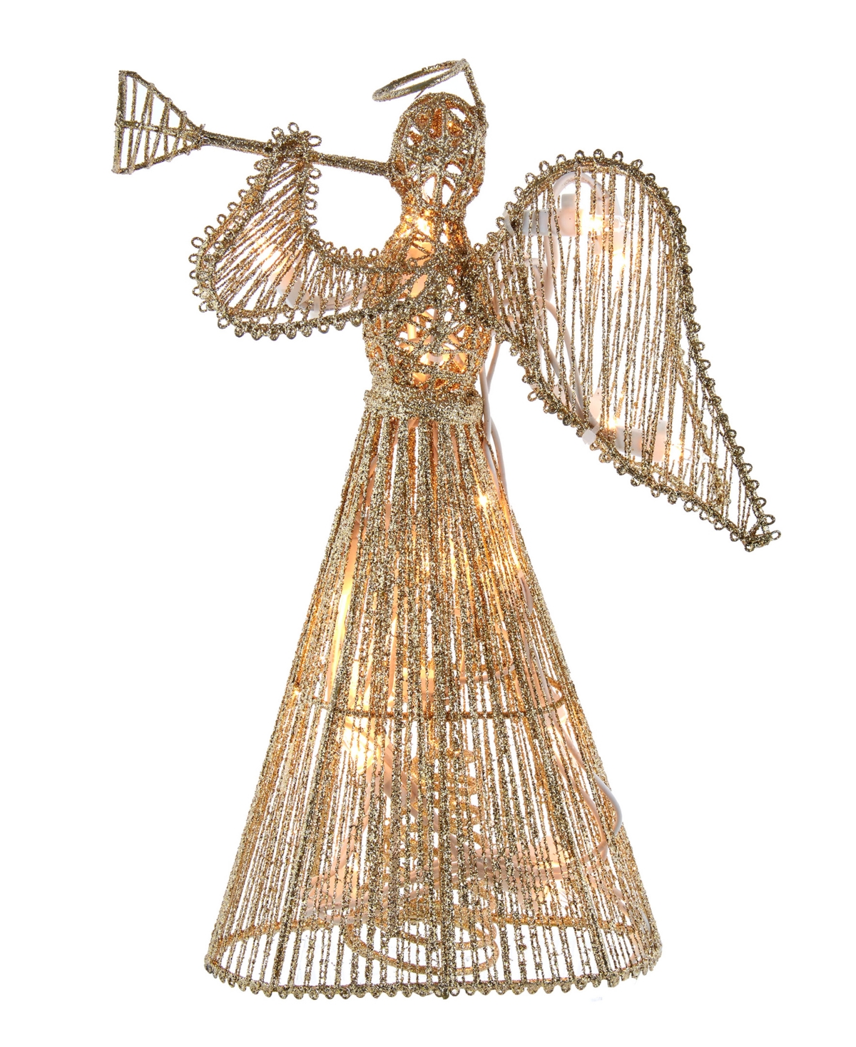 Kurt Adler 12" 20 Light Incandescent Glitter Angel Tree Topper