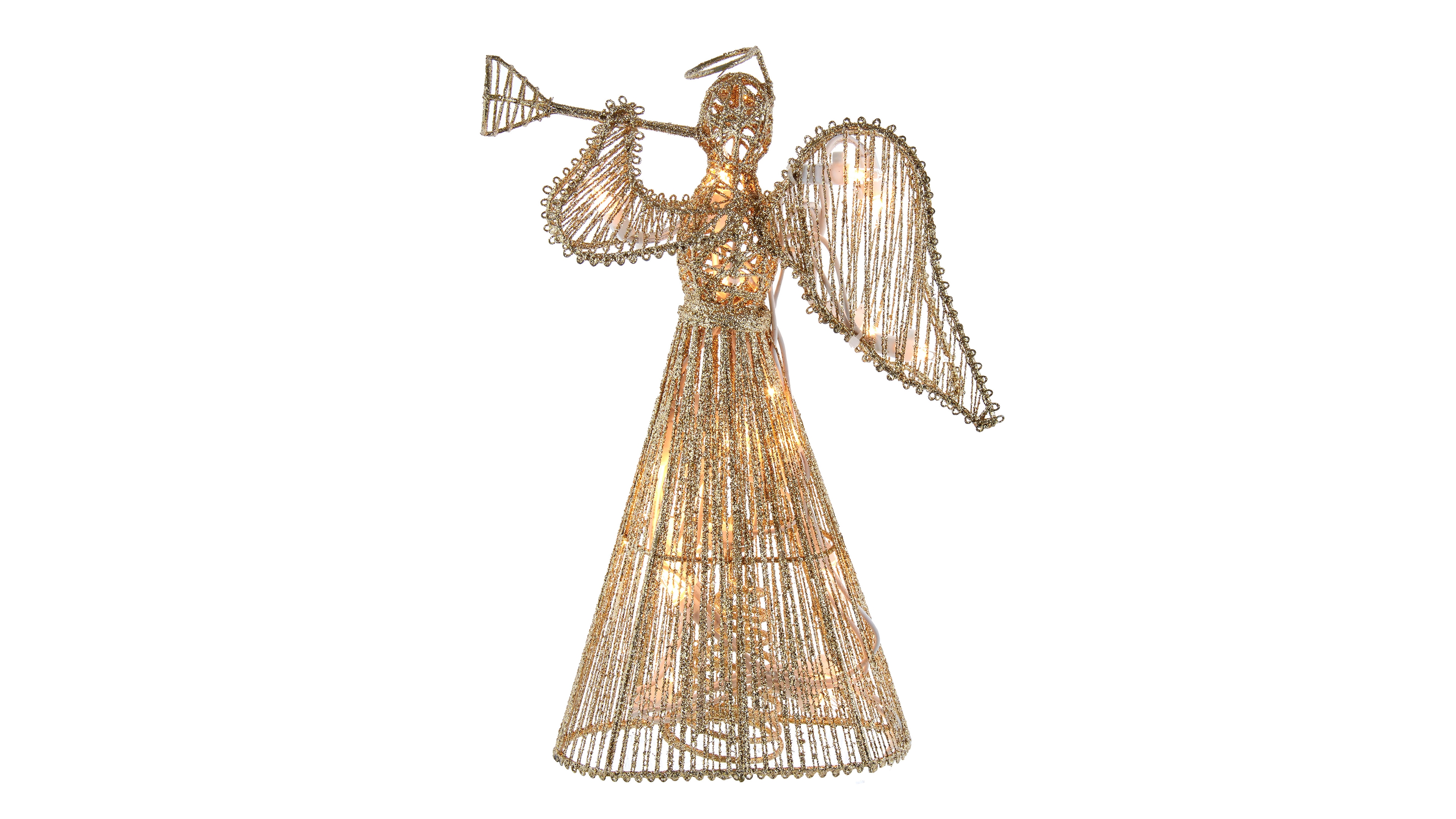 Kurt Adler 12" 20 Light Incandescent Glitter Angel Tree Topper