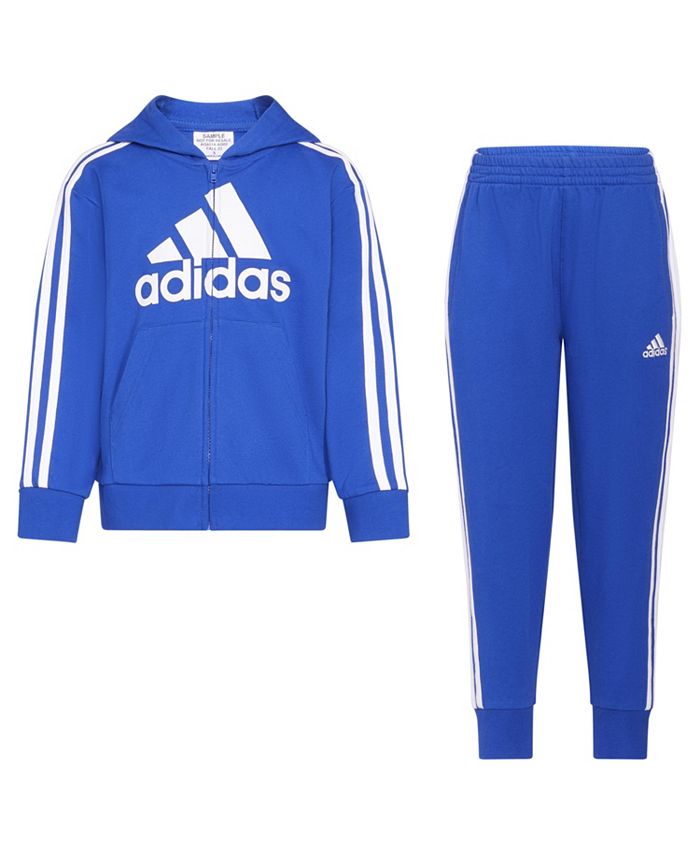 adidas Little Boys Hooded French Terry Jacket and Jogger Pants, 2-Piece ...