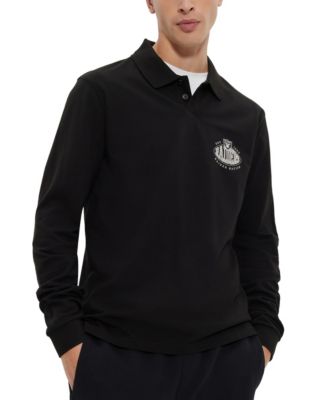 Hugo Boss Boss By  Mens Boss X Nfl Long Sleeved Polo Shirt Collection In Black
