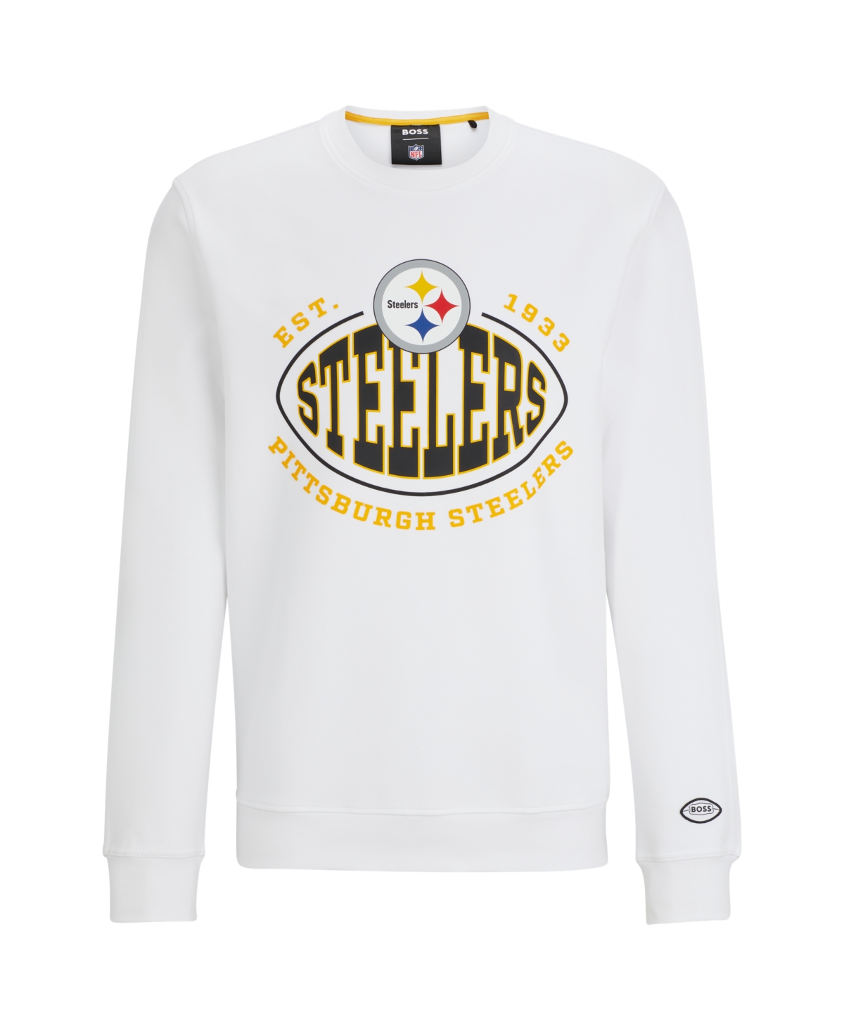 Shop Hugo Boss Boss By  Men's Boss X Pittsburg Steelersnfl Sweatshirt In Open White