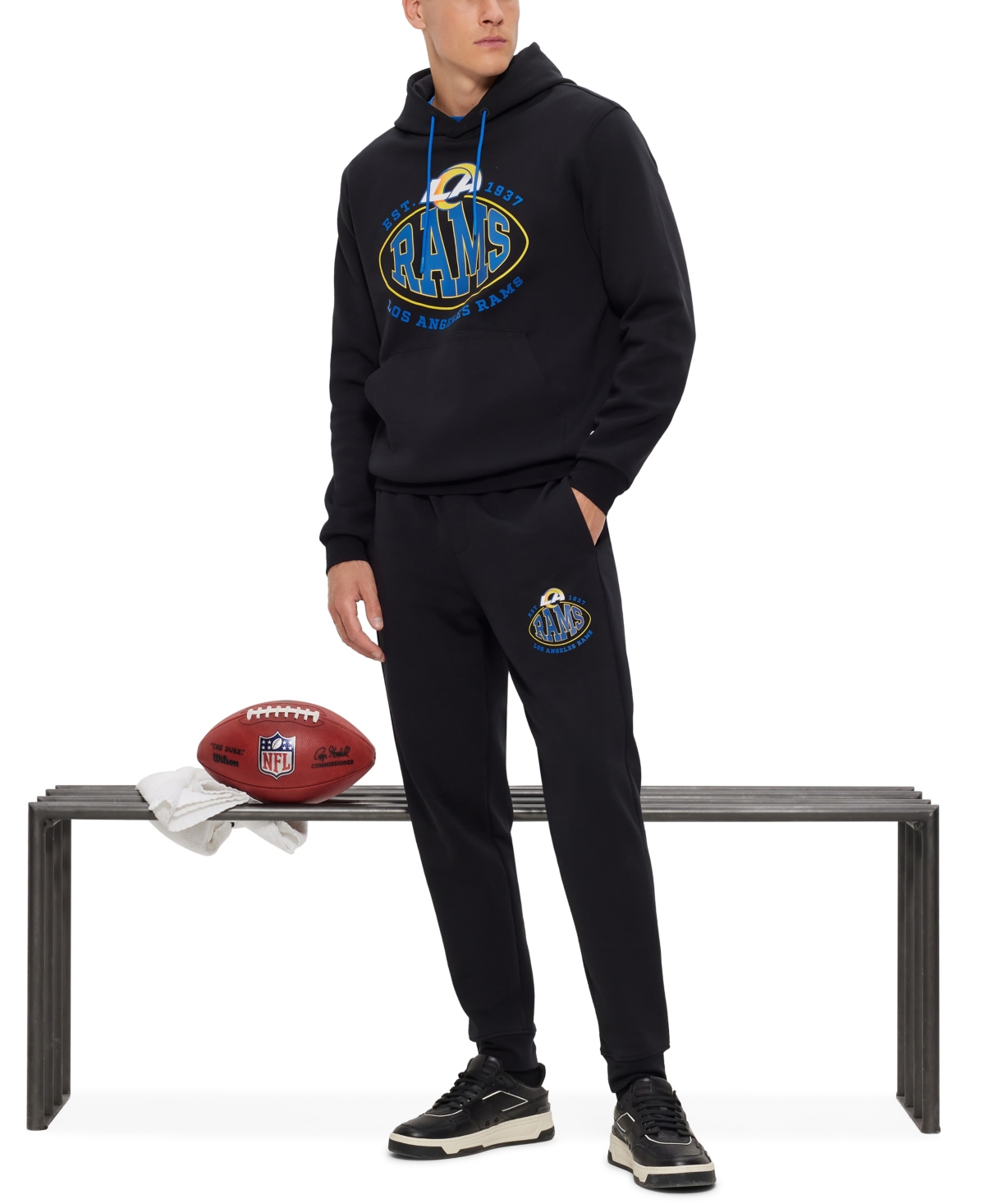 Shop Hugo Boss Boss By  Men's Boss X Nfl Rams Hoodie In Black