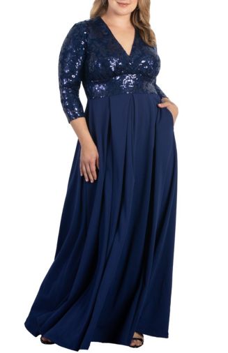 macy's plus size sequin dresses Xscape Macy Plus Dress XSCAPE Plus Size Sequin Mesh Detail Long Sleeves Dress  Dresses