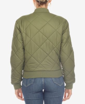 Women's Lightweight Diamond Quilted Puffer Bomber Jacket