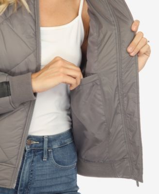 Women's Lightweight Diamond Quilted Puffer Bomber Jacket