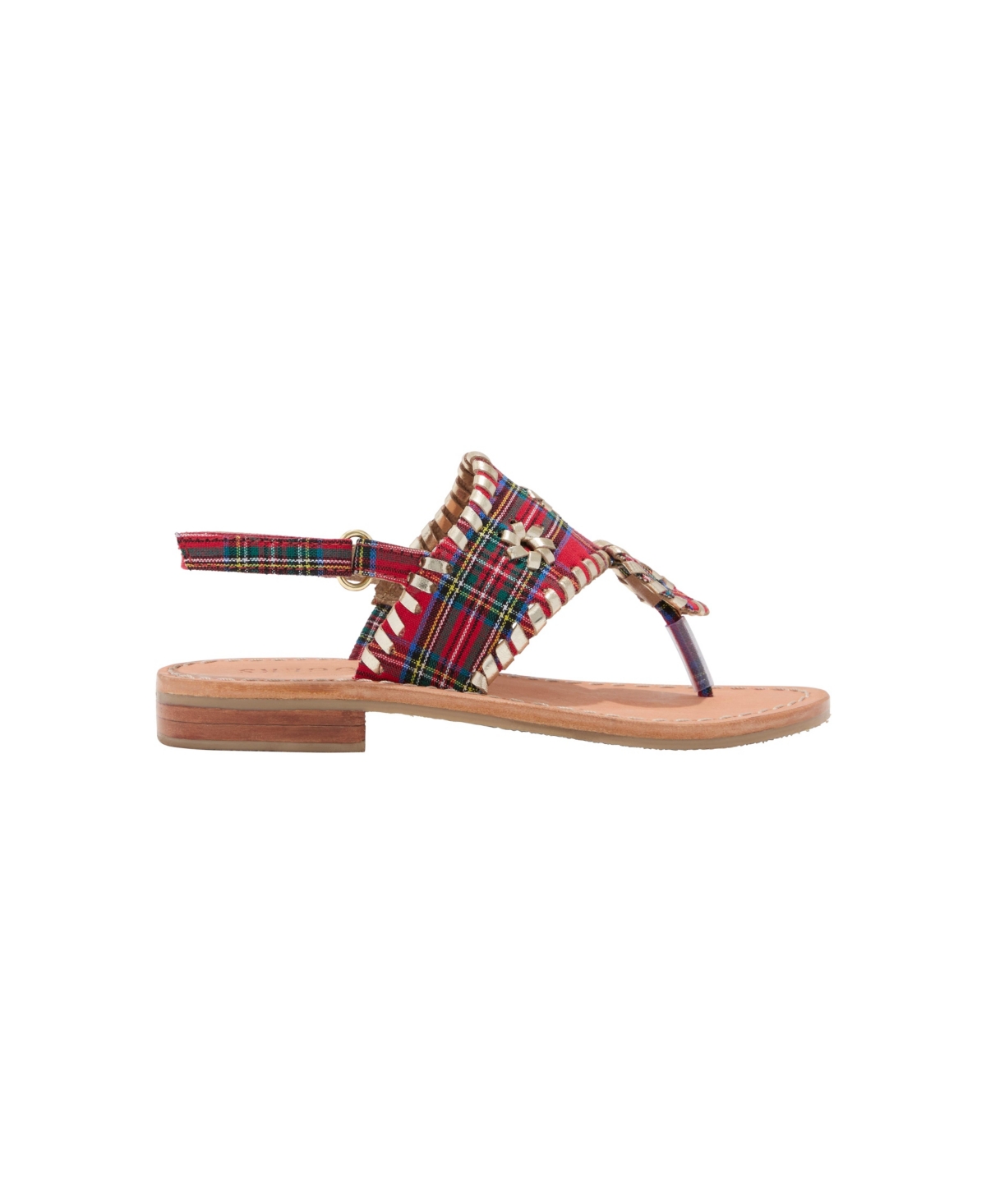 Shop Jack Rogers Toddler Girls Jacks Gum Rubber Sole Flat Sandals In Red Tartan,platinum