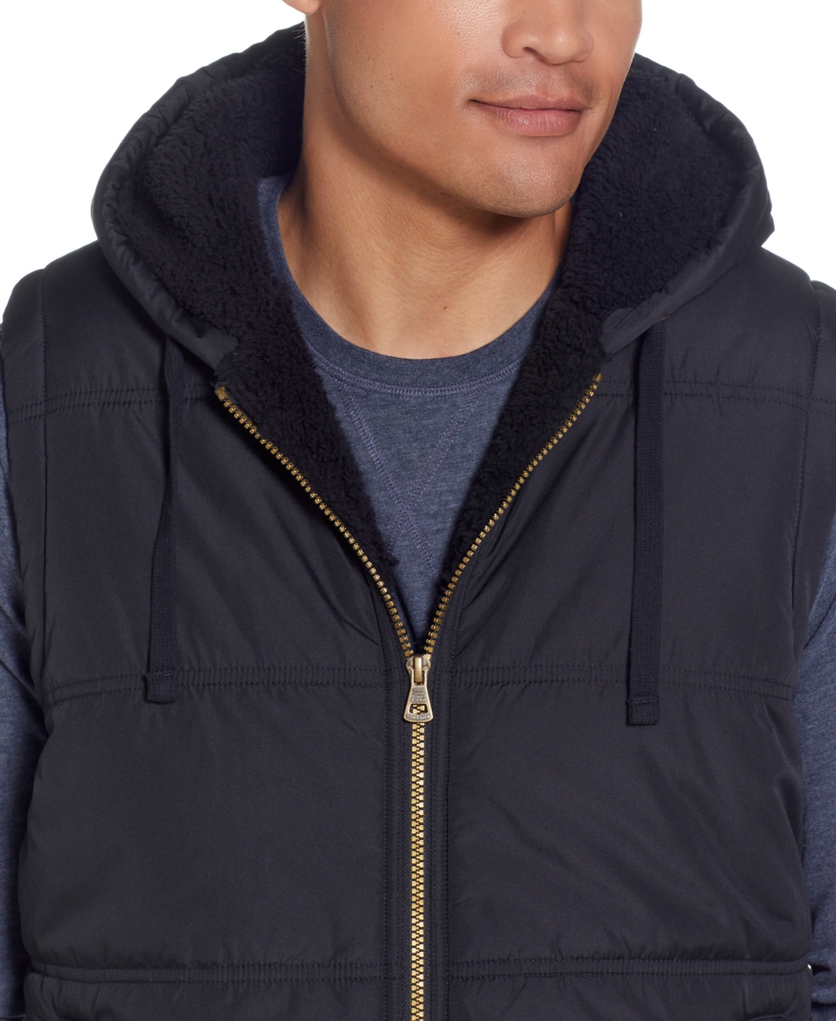 Weatherproof Vintage Men's Sherpa Lined Hooded Puffer Vest