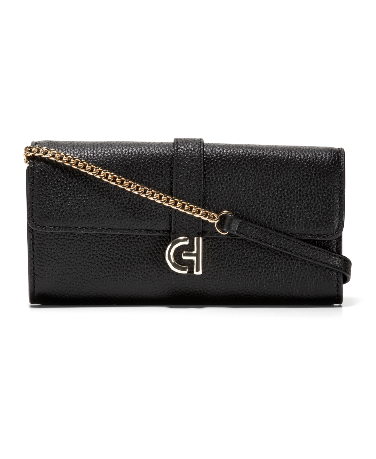 Shop Cole Haan Leather Wallet-on-a-chain In Black