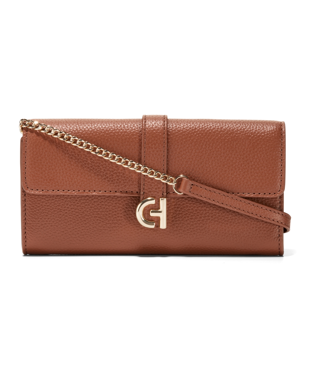 Shop Cole Haan Leather Wallet-on-a-chain In British Tan