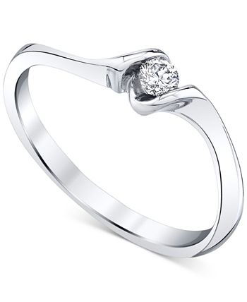 Sirena Diamond Ring (1/10 ct. t.w.) in 14k White Gold - Macy's