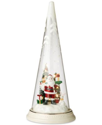 Lenox - Lighted Christmas Cone With Santa Scene Figurine