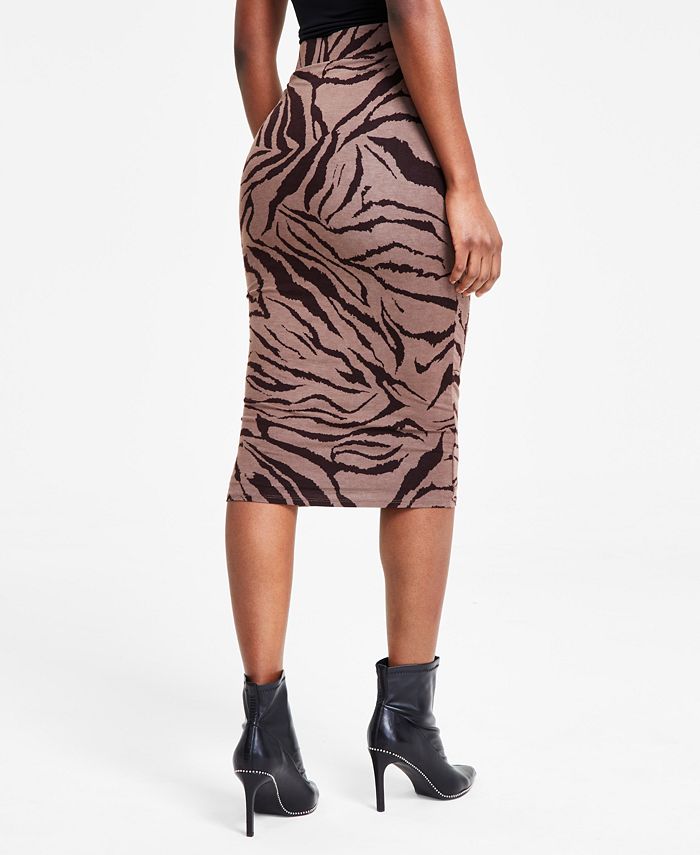 Bar III Women's Printed Pull-On Midi Jersey Skirt , Created for Macy's ...