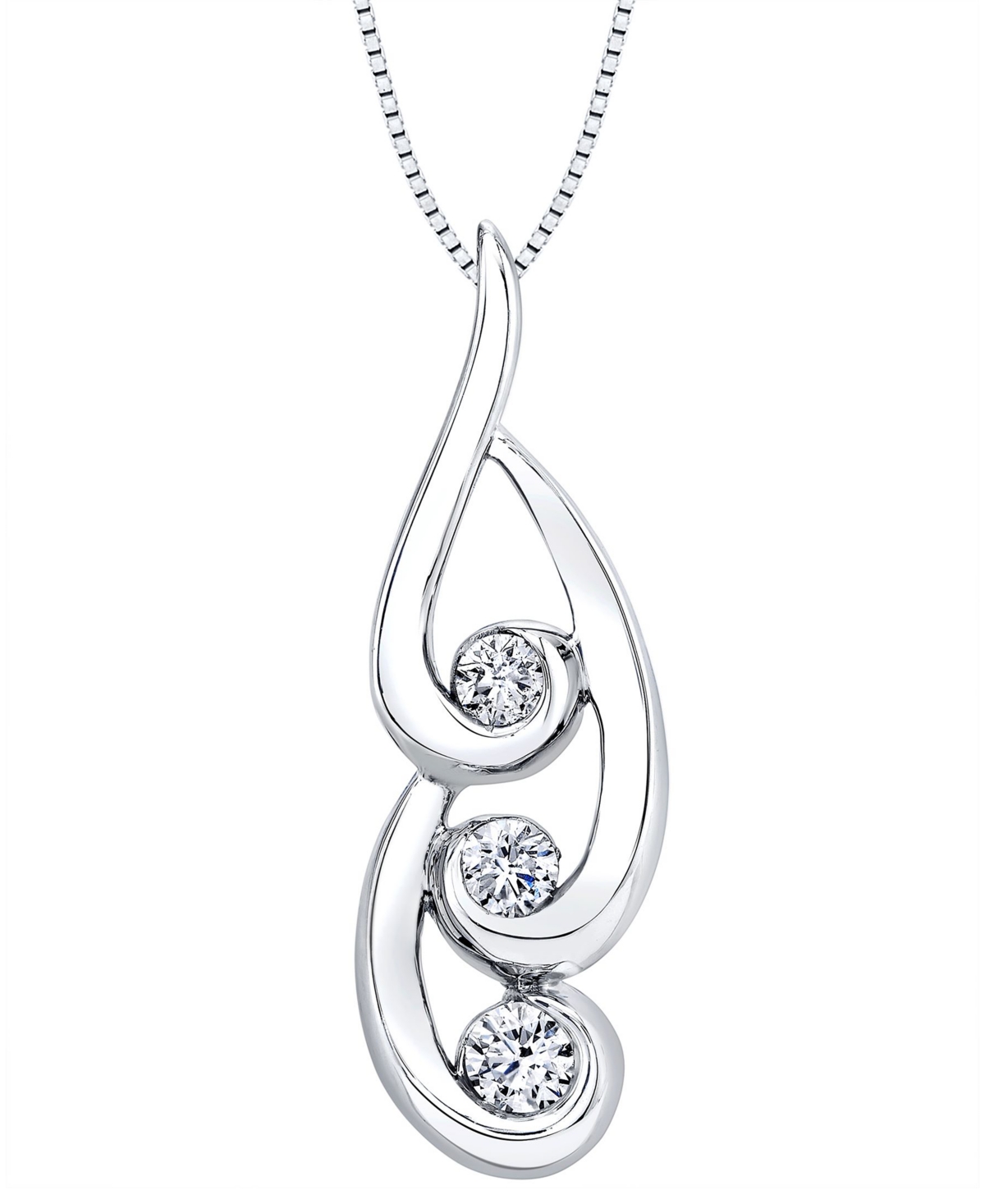 Energy Diamond Swirl Pendant Necklace (3/8 ct. t.w.) in 14k White Gold - White Gold