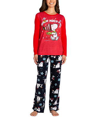 Stated Long-Sleeve - Top and Set Pajama Pants Macy\'s Briefly Matching Women\'s Peanuts