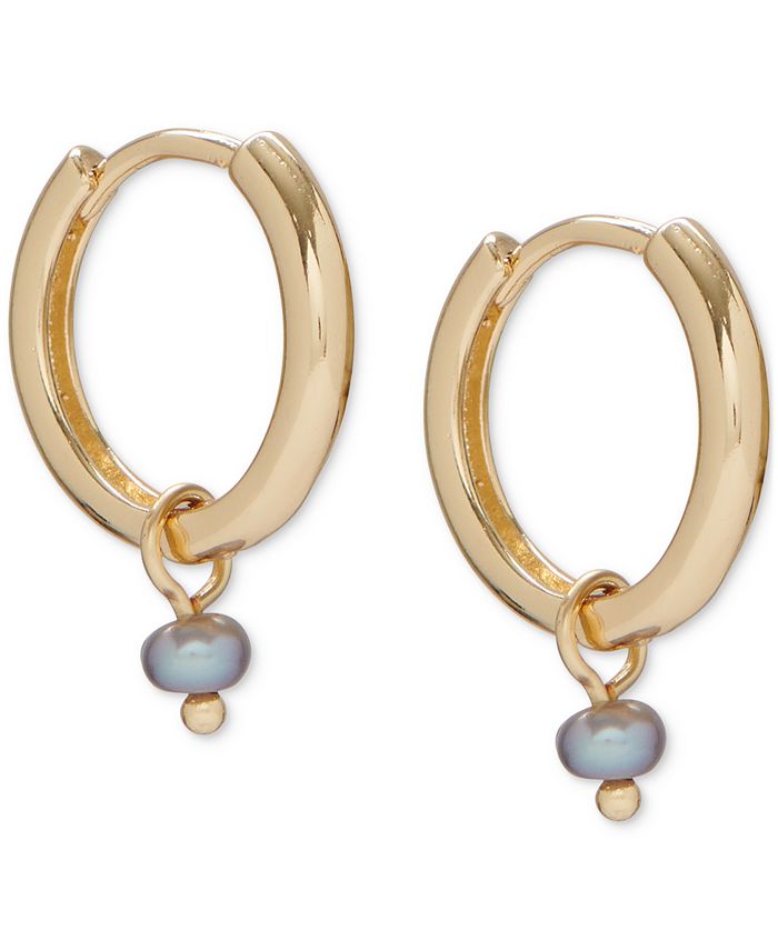 Two Tone Huggie Hoop Earrings main image 1