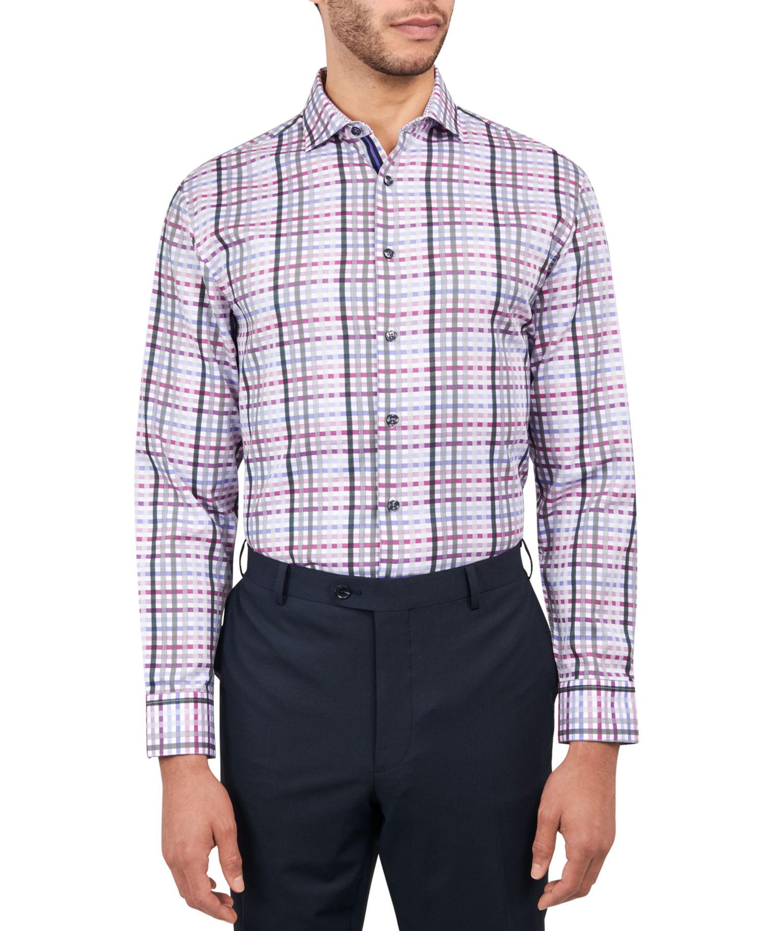 Men's Regular-Fit Dobby Plaid Dress Shirt