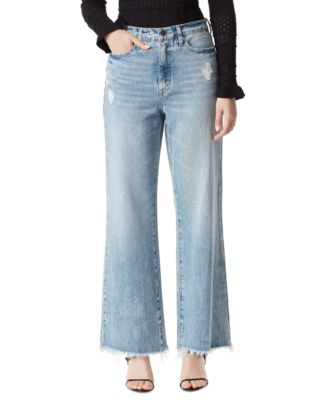 Sam Edelman - Women's Codie High-Rise Wide-Leg Fringe-Hem Jeans