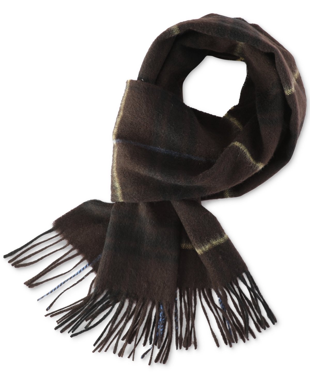 Shop Club Room Men's Plaid Cashmere Scarf, Created For Macy's In Brown,yellow