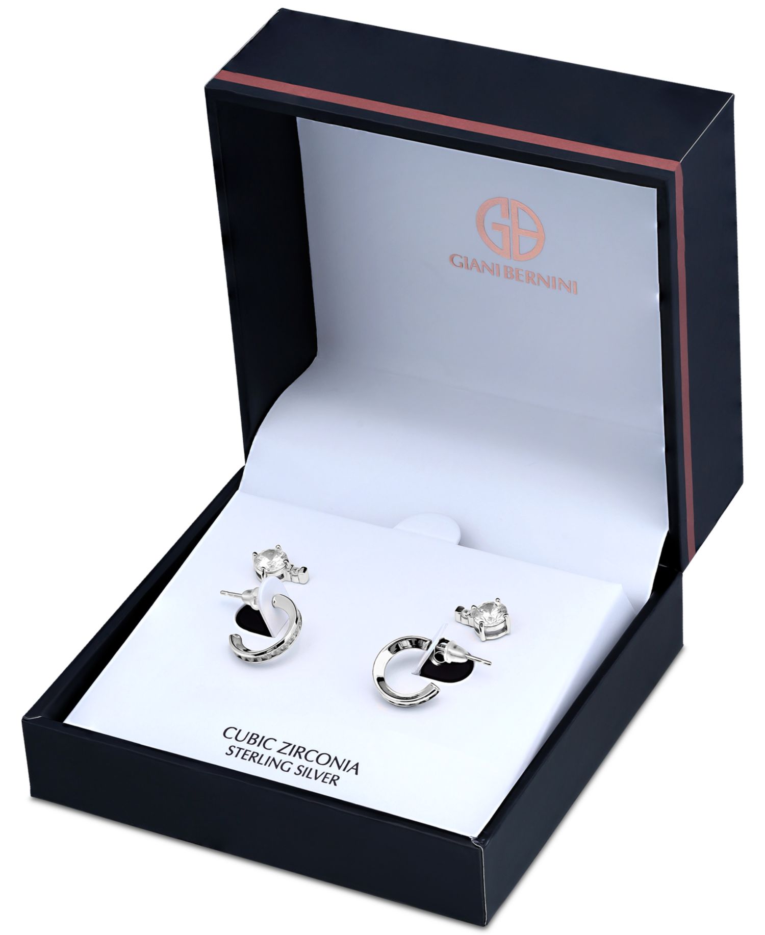 2-Pc. Set Cubic Zirconia Stud & Hoop Earrings