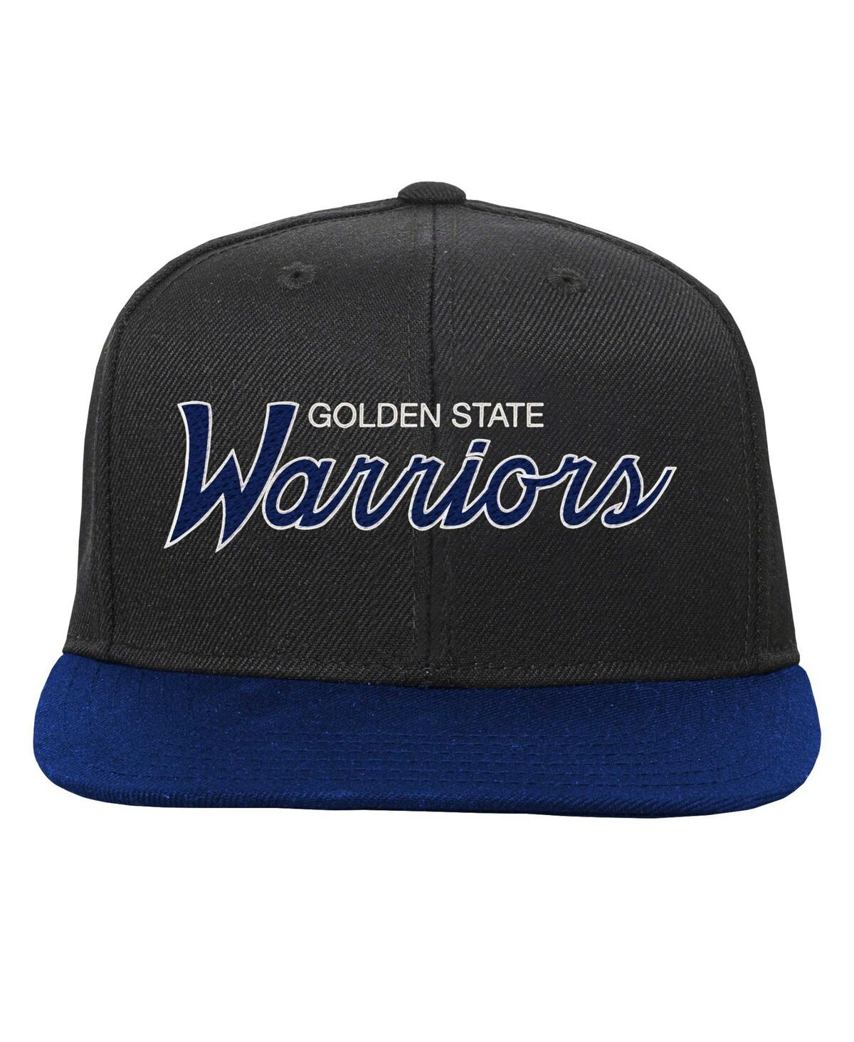 MITCHELL & NESS BIG BOYS AND GIRLS MITCHELL & NESS BLACK GOLDEN STATE WARRIORS TEAM SCRIPT SNAPBACK HAT 