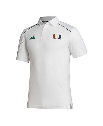 adidas Men s White Miami Hurricanes Coaches AEROREADY Polo Shirt
