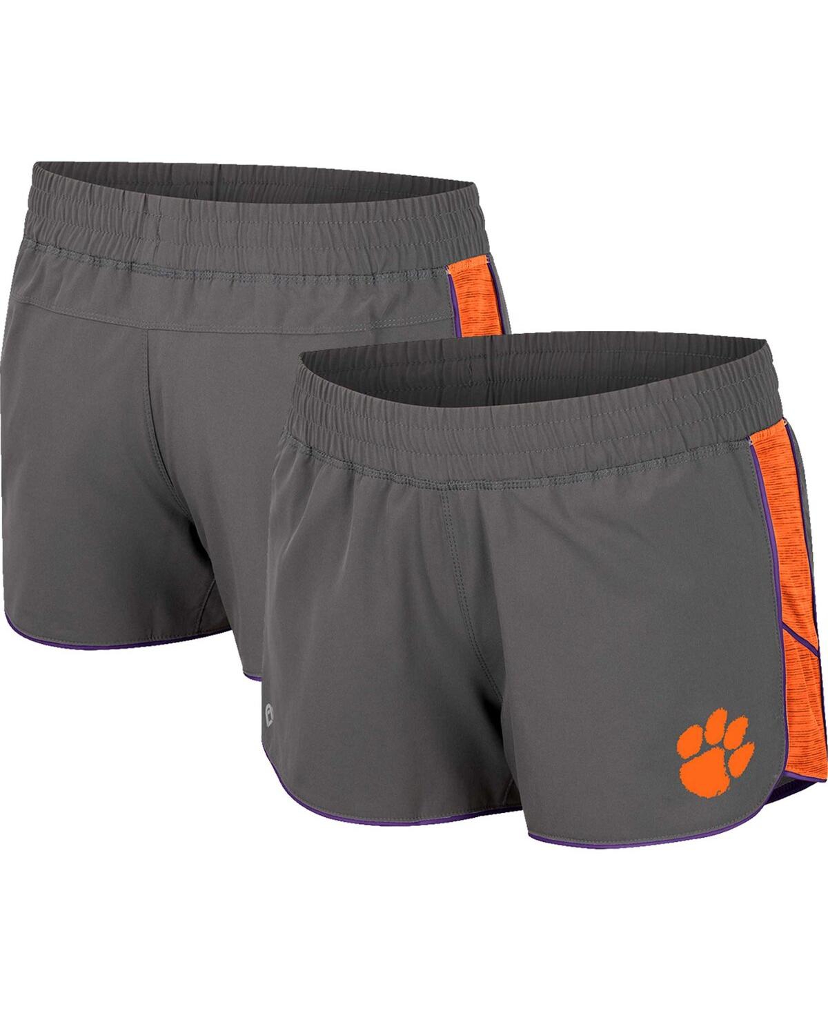 Women's Colosseum Gray Clemson Tigers Pull The Switch Running Shorts - Gray