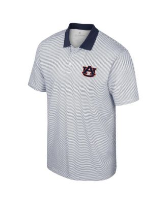 Men's White, Navy Auburn Tigers Print Stripe Polo Shirt