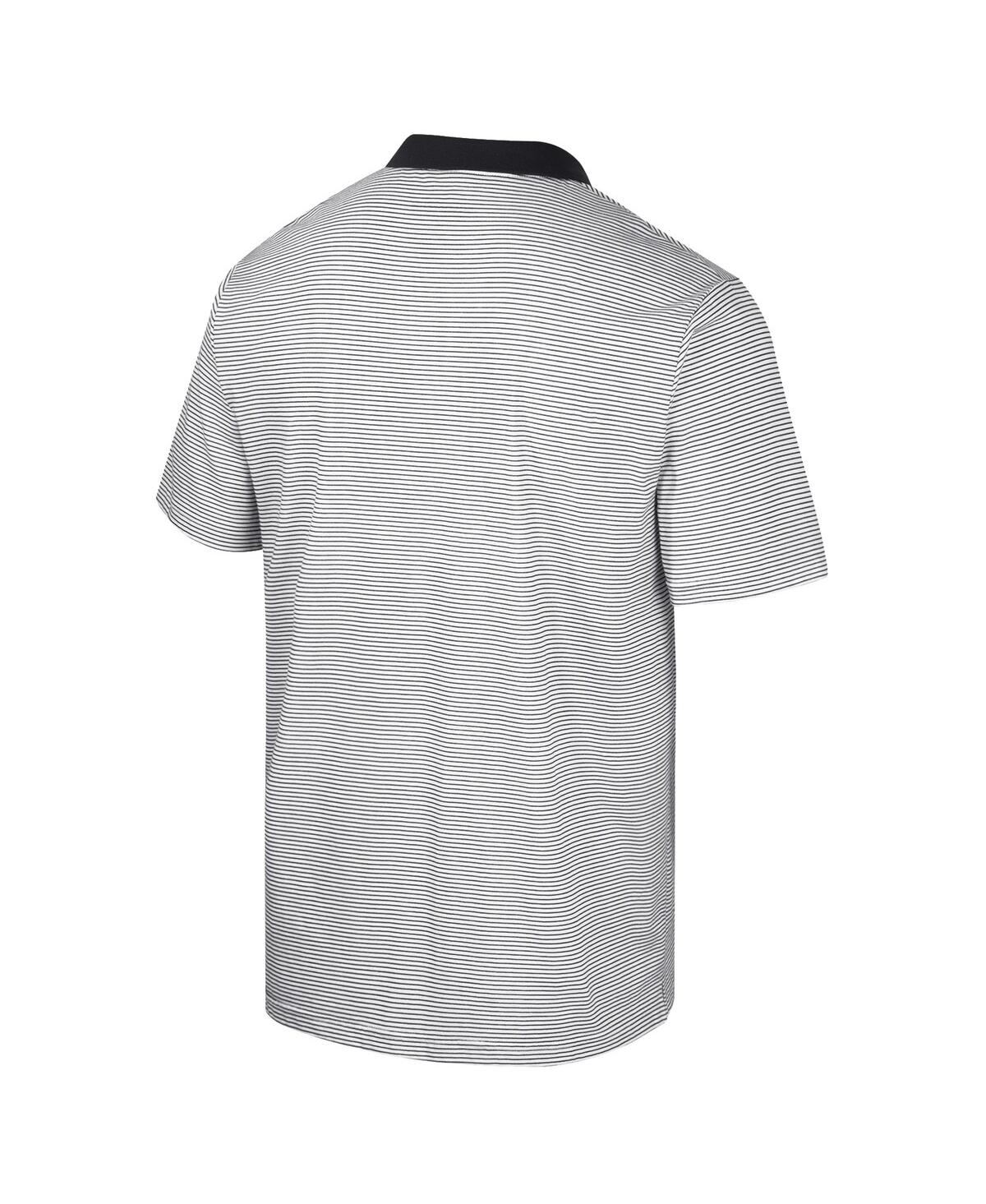 Colosseum Men's  White, Black Michigan Wolverines Print Stripe Polo Shirt In White,black