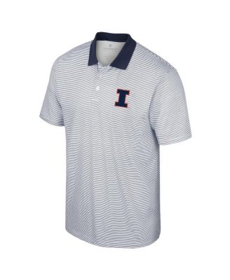 Men's White, Navy Illinois Fighting Illini  Print Stripe Polo Shirt