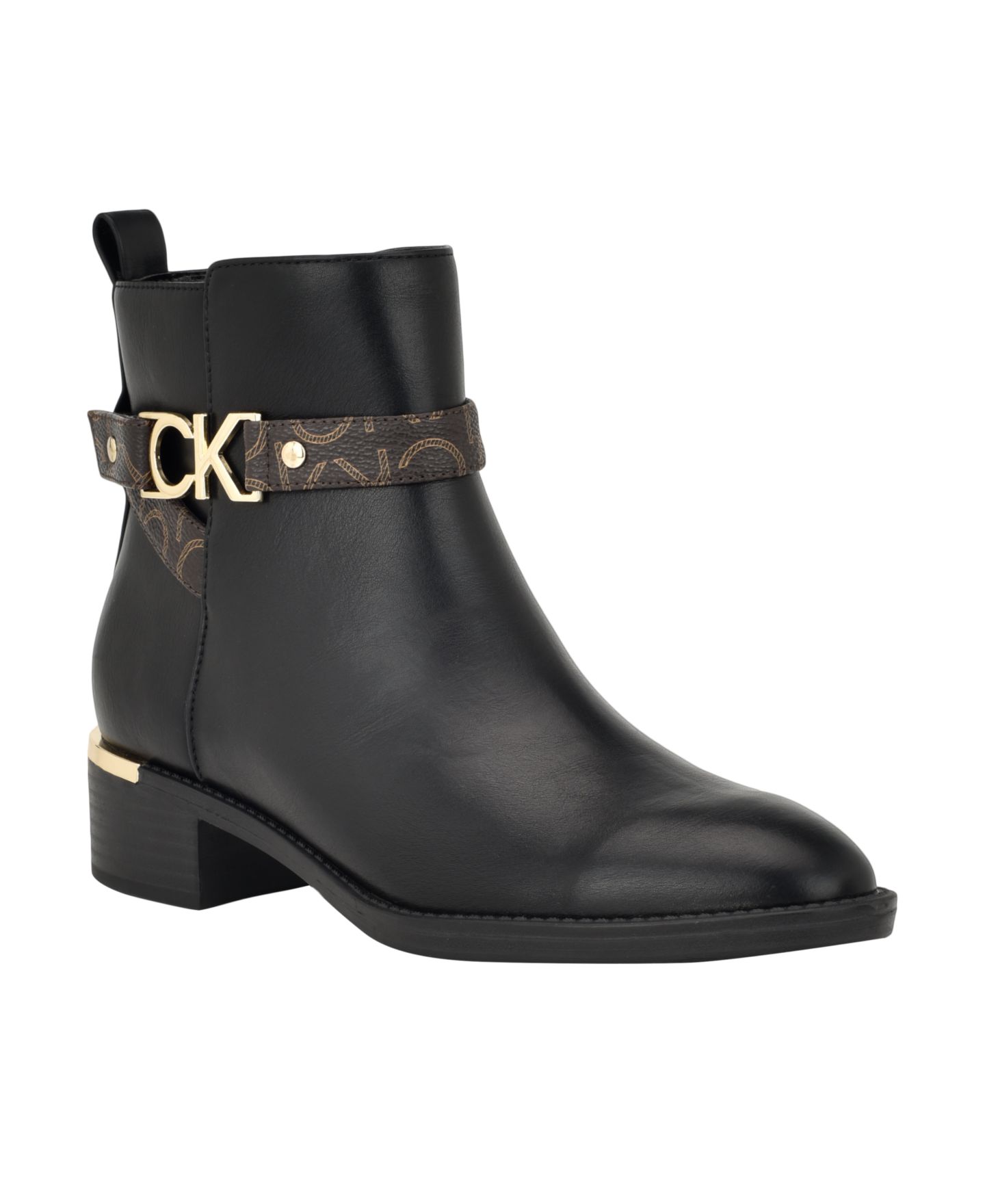 Женские ботинки Calvin Klein Dhara Logo Strap Block Heel Booties, цвет: Чёрный — фото 1