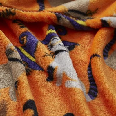 Oversized Halloween Orange Spooky Cats & Broomstick Ultra Soft & Plush Accent Throw Blanket - 50 in. W x 70 in. L