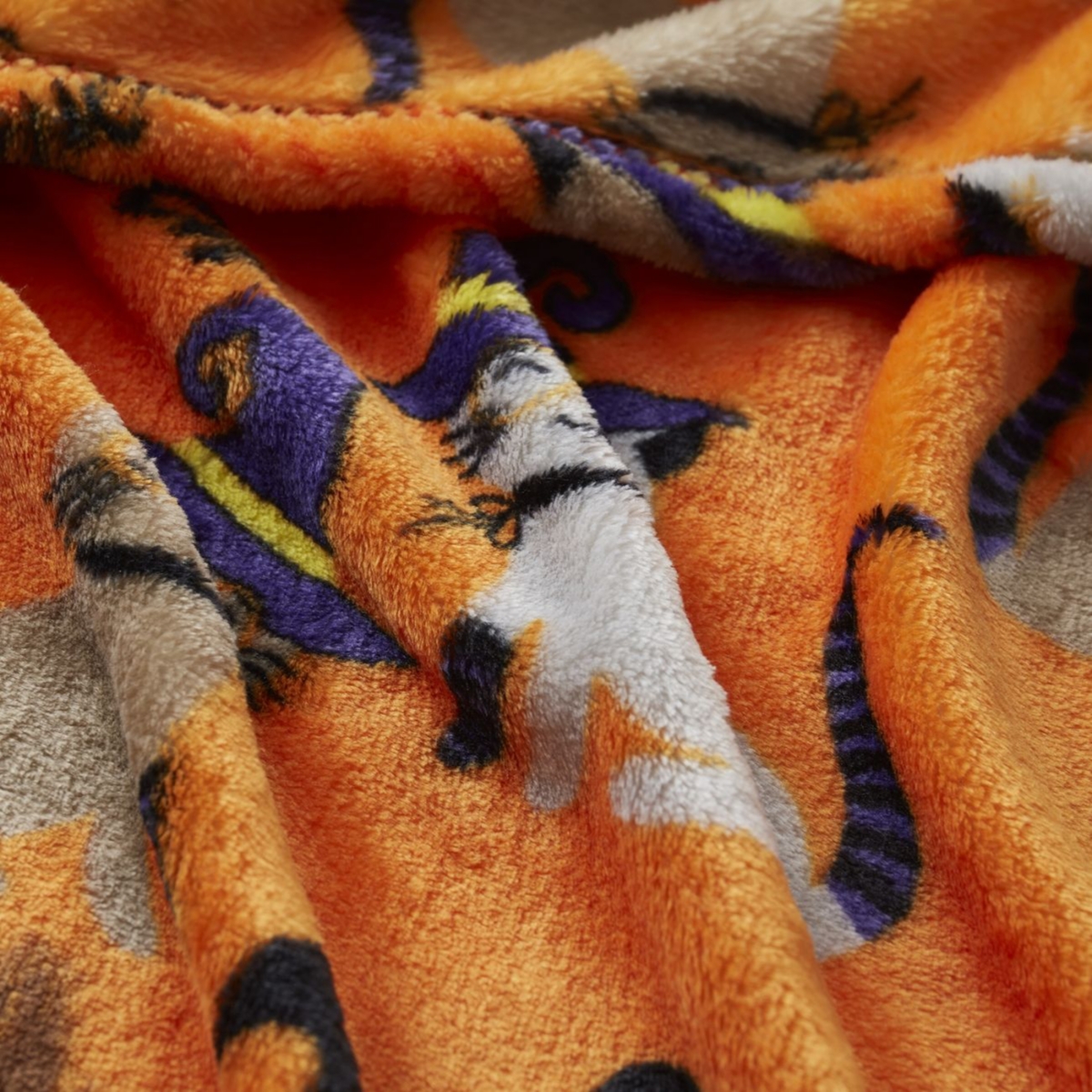 Kate Aurora Oversized HalloweenSpooky Cats & Broomstick Ultra Soft & Plush Accent Throw Blanket - 50 in. W 70 in. L - Orange